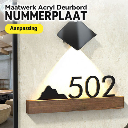 Maatwerk Acryl Deurbord Nummerplaat（Inclusief sensorlampje）