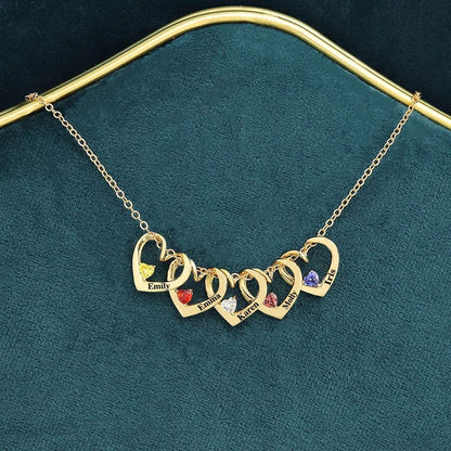 Collier de pierres de naissance coeur d'amour pour mère