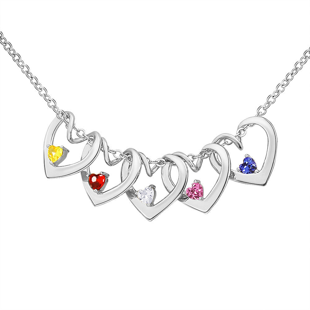 Collier de pierres de naissance coeur d'amour pour mère